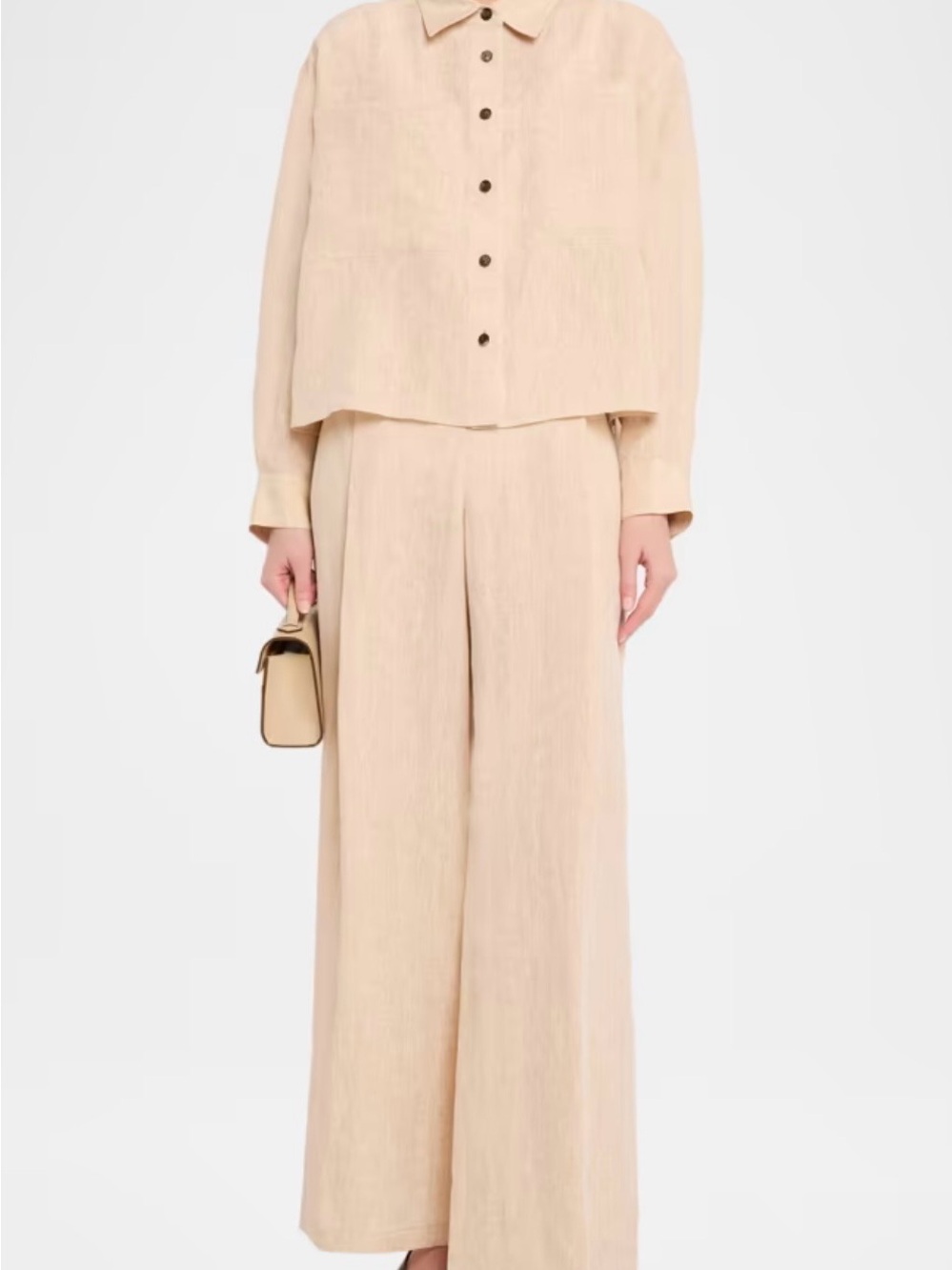 Lafayette 148 New York Neutral Beige Wide-Leg Linen Pants